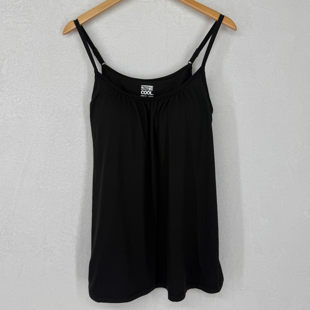 32 Degrees Cool Shelf Bra Camisole Womens Large Black Adjustable Straps Tank Top